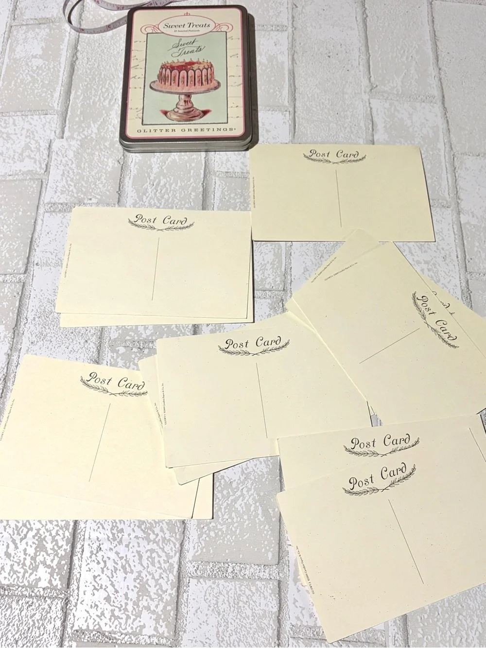 11 Cards & Tin Sweet Treats Glitter Greetings Post Card Set by Cavallini & Co